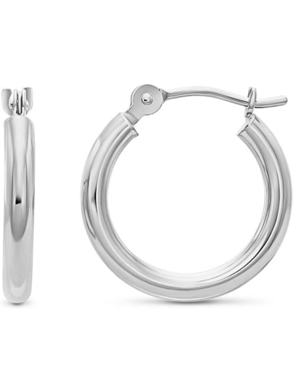 Elegant 14k White Gold Classic Round Hoop Earrings - Timeless Jewelry Accessory